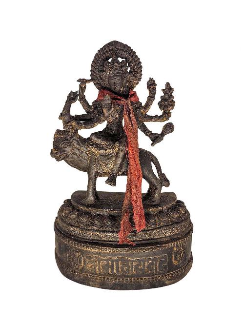[durga], Buddhist Statue, [antique], [chocolate Oxidized]