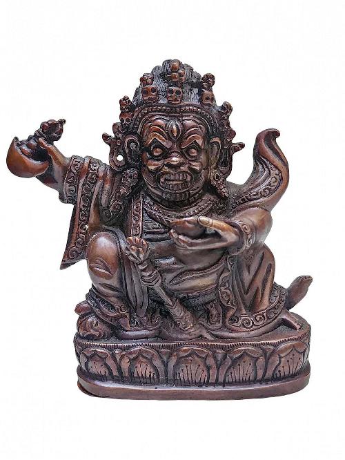 [mahakala Panjaranatha], Mahakala 2 Arms, Buddhist Statue, [chocolate Oxidized]