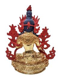 [green Tara], Buddhist Handmade Statue, [gold Plated] And [face Painted]