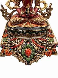 [aparimita], Buddhist Handmade Statue With Stand, [partly Gold Plated], [traditional Color Finishing] And Stone Setting