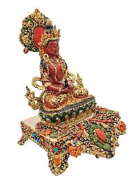 [aparimita], Buddhist Handmade Statue With Stand, [partly Gold Plated], [traditional Color Finishing] And Stone Setting
