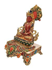 [aparimita], Buddhist Handmade Statue With Stand, [partly Gold Plated], [traditional Color Finishing] And Stone Setting