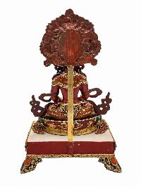 [aparimita], Buddhist Handmade Statue With Stand, [partly Gold Plated], [traditional Color Finishing] And Stone Setting