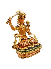 [manjushree], Buddhist Miniature Statue, [high Quality], [partly Gold Plated], [traditional Color Finishing], [high Quality]