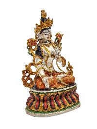 [white Tara], Buddhist Miniature Statue, [high Quality], [partly Gold Plated], [traditional Color Finishing], [high Quality]