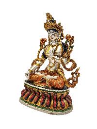 [white Tara], Buddhist Miniature Statue, [high Quality], [partly Gold Plated], [traditional Color Finishing], [high Quality]