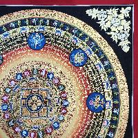 Mantra Mandala Thangka With Double Dorje At Center, Buddhist Traditional Painting, [hand Painted]