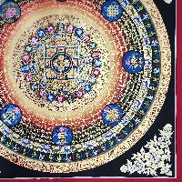 Mantra Mandala Thangka With Double Dorje At Center, Buddhist Traditional Painting, [hand Painted]