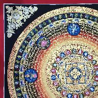 Mantra Mandala Thangka With Double Dorje At Center, Buddhist Traditional Painting, [hand Painted]