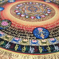 Mantra Mandala Thangka With Double Dorje At Center, Buddhist Traditional Painting, [hand Painted]