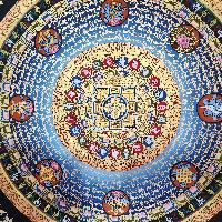 Mantra Mandala Thangka With Double Dorje At Center, Buddhist Traditional Painting, [hand Painted]