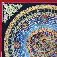 Mantra Mandala Thangka With Double Dorje At Center, Buddhist Traditional Painting, [hand Painted]