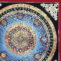 Mantra Mandala Thangka With Double Dorje At Center, Buddhist Traditional Painting, [hand Painted]