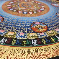Mantra Mandala Thangka With Double Dorje At Center, Buddhist Traditional Painting, [hand Painted]