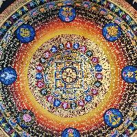 Mantra Mandala Thangka With Double Dorje At Center, Buddhist Traditional Painting, [hand Painted]