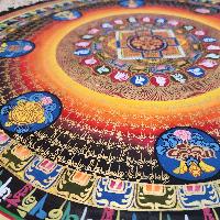 Mantra Mandala Thangka With Double Dorje At Center, Buddhist Traditional Painting, [hand Painted]