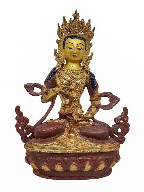 [vajrasattva], Buddhist Handmade Statue, [partly Gold Plated] And [face Painted]