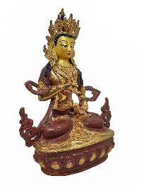 [vajrasattva], Buddhist Handmade Statue, [partly Gold Plated] And [face Painted]