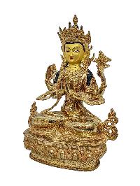 [chenrezig], Buddhist Handmade Statue, [gold Plated] And [face Painted]