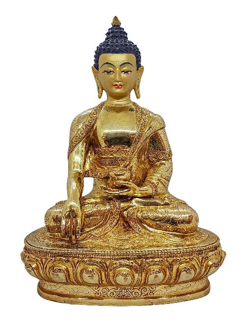 [shakyamuni Buddha], Buddhist Handmade Statue, [gold Plated] And [face Painted]