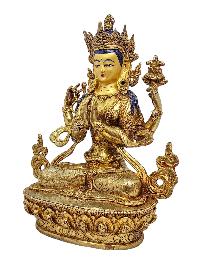 [chenrezig], Buddhist Handmade Statue, [gold Plated] And [face Painted]