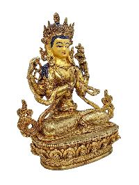 [chenrezig], Buddhist Handmade Statue, [gold Plated] And [face Painted]