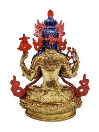 [chenrezig], Buddhist Handmade Statue, [gold Plated] And [face Painted]