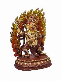 [vajrapani], Buddhist Handmade Statue, [partly Gold Plated] And [face Painted]