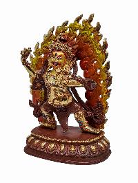 [vajrapani], Buddhist Handmade Statue, [partly Gold Plated] And [face Painted]