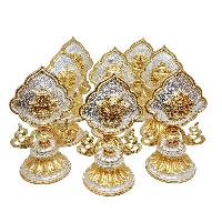 Buddhist Handmade [eight] Set Tibetan Offering Set Of Ashtamangala, [partly Gold Plated, Silver Plated]