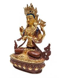 [chenrezig], Buddhist Handmade Statue, [partly Gold Plated] And [face Painted]