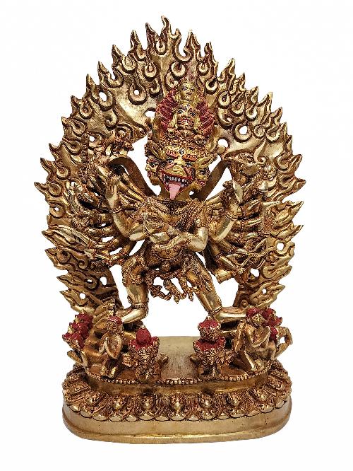 [yamantaka], Tibetan Statue, [full Gold Plated], [painted Face], Megasambhara, Vajrabhairava Heruka
