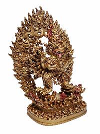 [yamantaka], Tibetan Statue, [full Gold Plated], [painted Face], Megasambhara, Vajrabhairava Heruka
