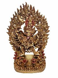 [yamantaka], Tibetan Statue, [full Gold Plated], [painted Face], Megasambhara, Vajrabhairava Heruka