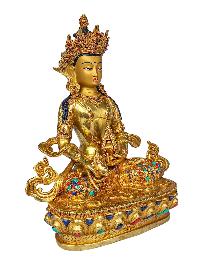 [aparimita], Buddhist Handmade Statue, [face Painted], [gold Plated] And [stone Setting], Amitayus
