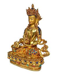 [aparimita], Buddhist Handmade Statue, [face Painted], [gold Plated] And [stone Setting], Amitayus