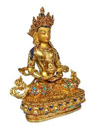 [apamita], Buddhist Handmade Statue, [face Painted], [gold Plated] And [stone Setting]
