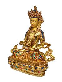 [apamita], Buddhist Handmade Statue, [face Painted], [gold Plated] And [stone Setting]