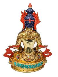 [apamita], Buddhist Handmade Statue, [face Painted], [gold Plated] And [stone Setting]