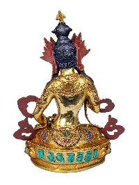 [vajrasattva], Buddhist Handmade Statue, [face Painted], [gold Plated] And [stone Setting]