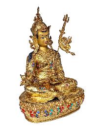 [padmasambhava], Buddhist Handmade Statue, [face Painted], [gold Plated] And [stone Setting]