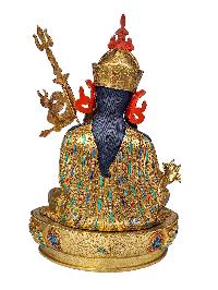 [padmasambhava], Buddhist Handmade Statue, [face Painted], [gold Plated] And [stone Setting]