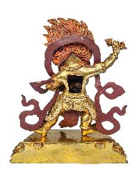 [vajrapani], Buddhist Handmade Statue, [face Painted], [gold Plated] And [stone Setting]