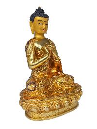 [vairochana Buddha], Buddhist Handmade Statue, [face Painted], [gold Plated] And [stone Setting]