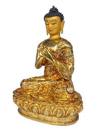 [vairochana Buddha], Buddhist Handmade Statue, [face Painted], [gold Plated] And [stone Setting]