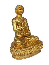 [tsongkhapa], Buddhist Handmade Statue, [face Painted] And [gold Plated]
