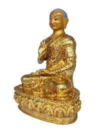 [tsongkhapa], Buddhist Handmade Statue, [face Painted] And [gold Plated]