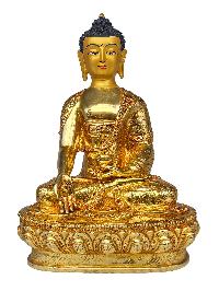 [pancha Buddha Set Of Shakyamuni Buddha, Amitabha Buddha, Ratnasambhava Buddha, Vairochana Buddha, Amoghasiddi Buddha], Buddhist Handmade Statue, [full Gold Plated, Face Painted] And [stone Setting]