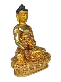 [pancha Buddha Set Of Shakyamuni Buddha, Amitabha Buddha, Ratnasambhava Buddha, Vairochana Buddha, Amoghasiddi Buddha], Buddhist Handmade Statue, [full Gold Plated, Face Painted] And [stone Setting]