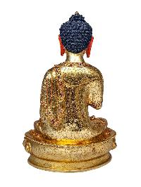 [pancha Buddha Set Of Shakyamuni Buddha, Amitabha Buddha, Ratnasambhava Buddha, Vairochana Buddha, Amoghasiddi Buddha], Buddhist Handmade Statue, [full Gold Plated, Face Painted] And [stone Setting]